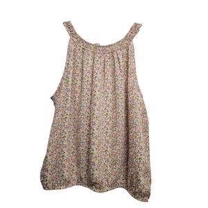 Sienna Sky Dainty Floral Tank Blouse Tie Back Elastic Waist Size Small